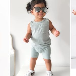 Little Bipsy Sea Side Ribbed Tank + Biker Short Set